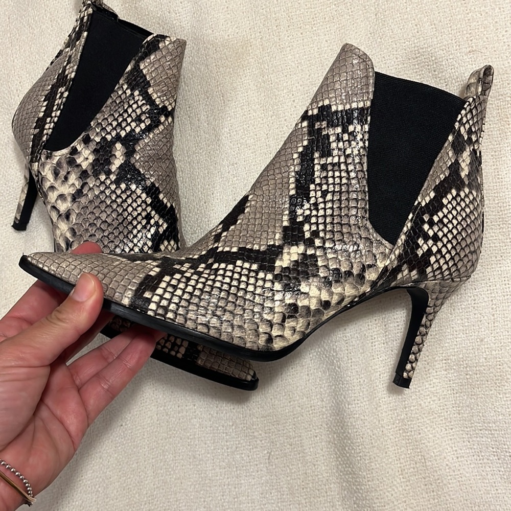 ZARA leather snakeskin high heel ankle boots andβ booties size 7 - Picture 9 of 10